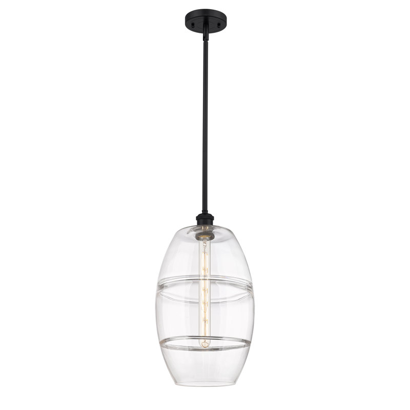Luminaire suspendu à 1 tige Ballston Bettylou-516-G557, H 18,5 po x l 10 po x P 10 po, Transparent, Noir mat