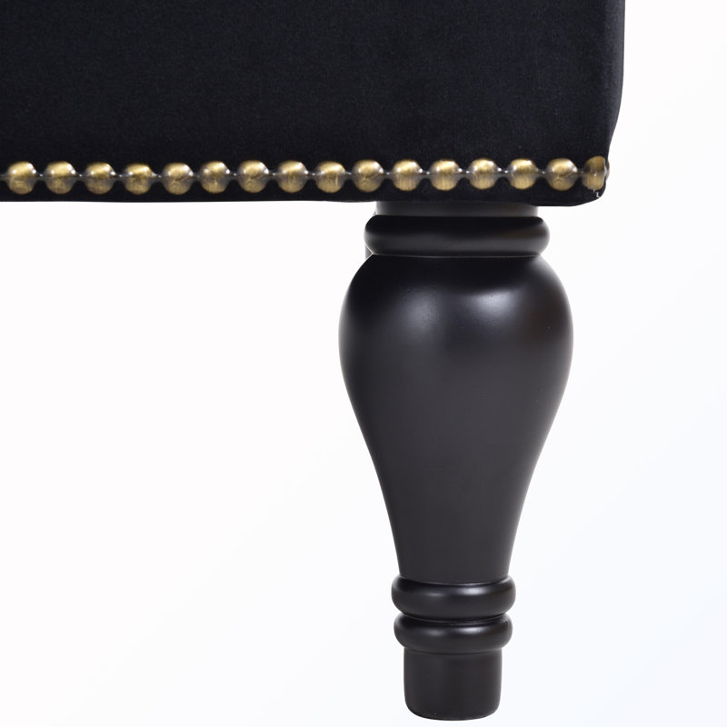 Chaise longue capitonnée avec garniture cloutée, Noir