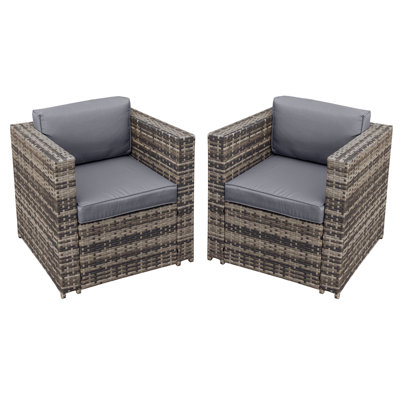 Malta Rattan 2 Seat Twin Chair Set in Walnut Grey