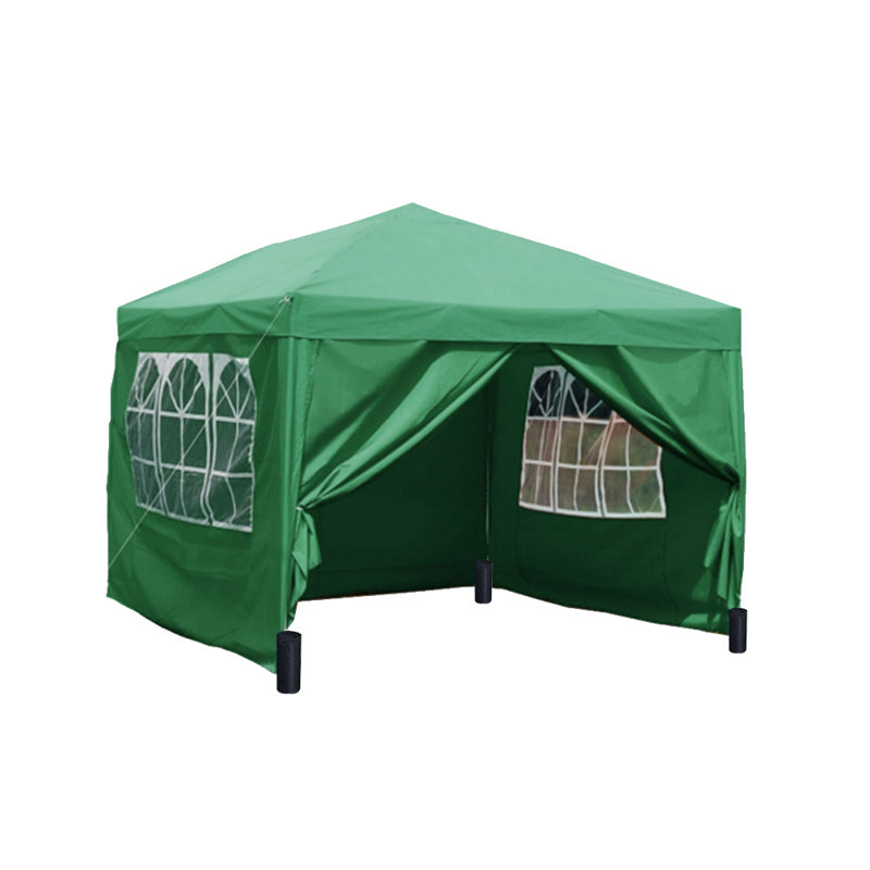 Pop up Gazebo 3m x 3m with Sides 2 Wind Bars 4 Weight Bags, Green
