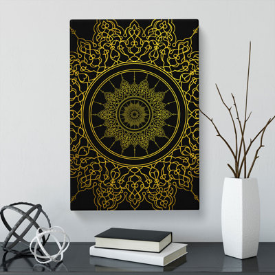 Ornamental Circles In Gold - Wrapped Canvas