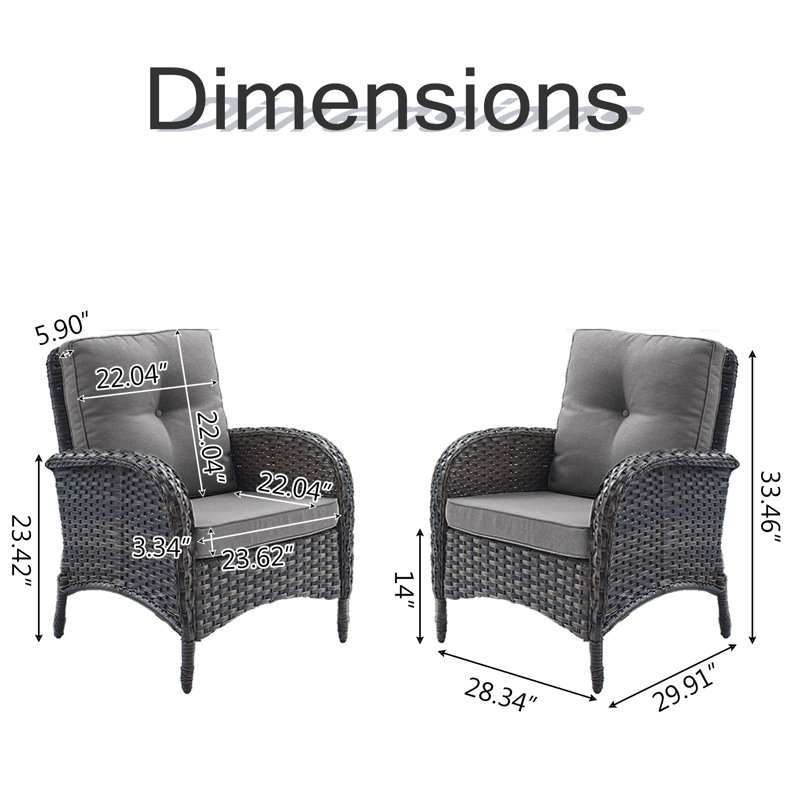 Chaise de patio avec coussins Gaetanino, Brun / gris
