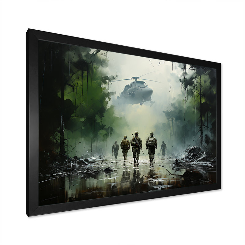 Vietnam, Militarty Landscape Warriors Resilience, Cadre simple noir, H 30 po x l 40 po x P 1,5 po