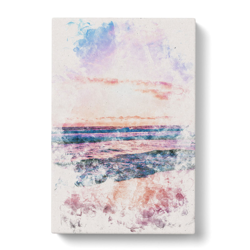 Pink Beach - Wrapped Canvas Painting, 45cm H x 30cm W x 4cm D