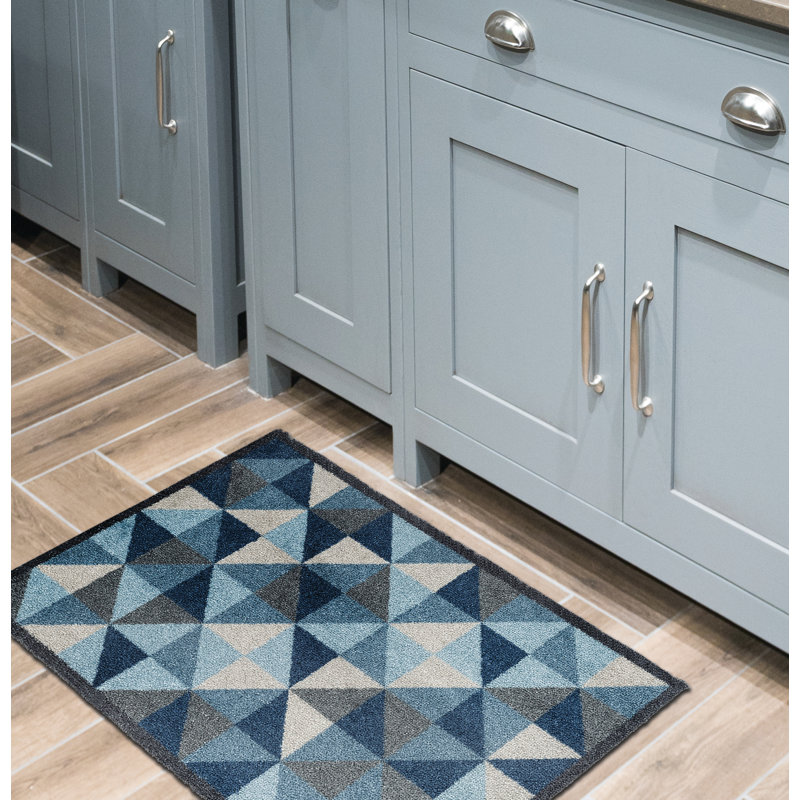 Lanny Blush Kitchen Mat, 0.8cm H x 67cm W x 100cm L, Blue