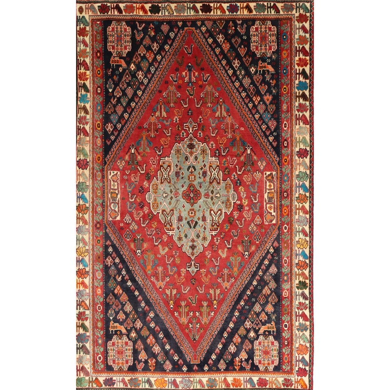 Tapis traditionnel rouge / beige / noir Enea, Rectangle 5 pi x 7 pi