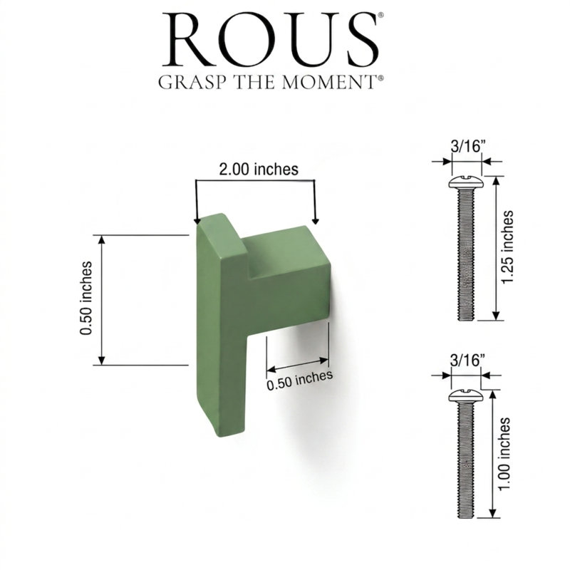 2" Length Bar Knob, Olive (Green)