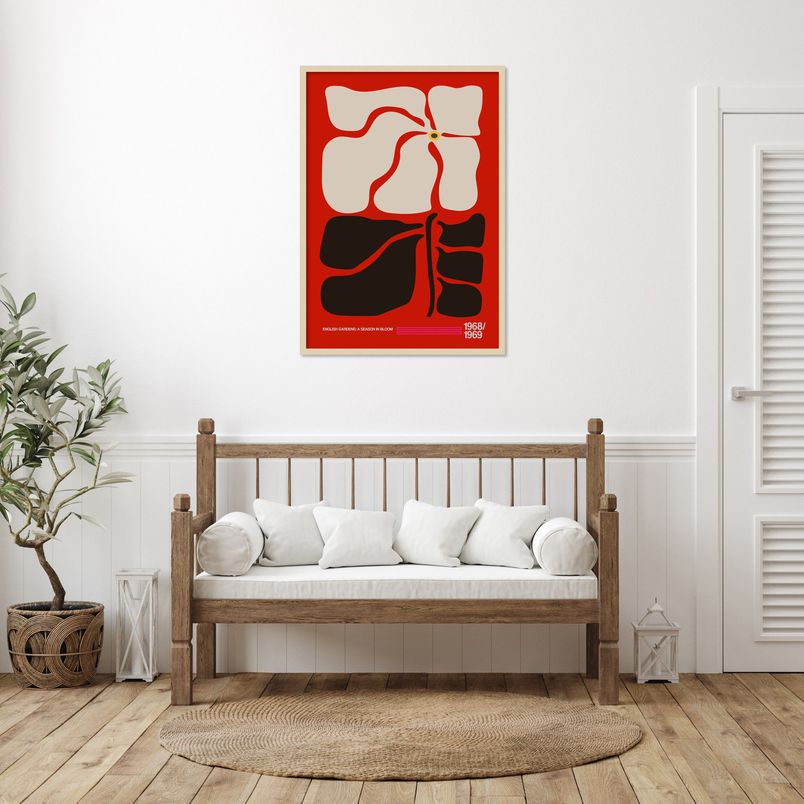 English Gardens Red by Frances Collett, Brown, 41" H x 29" W x 1" D