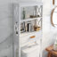 Armoire de rangement au-dessus de la toilette blanche avec un tiroir et 2 tablettes pour salle de bain