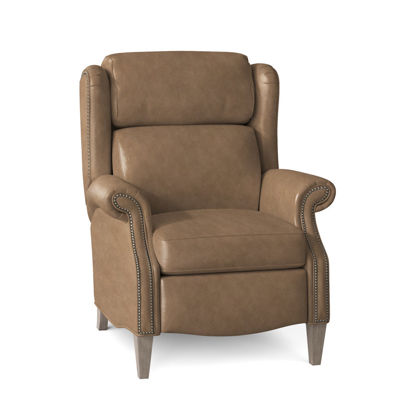 Miller Recliner, Gunmetal, Stone, Rio Mineral Genuine Leather