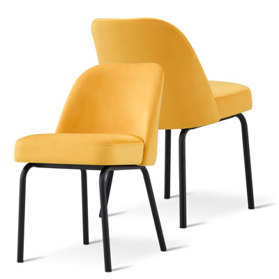 Burvin 2 Set Upholstered Dining Chair, Mid Century Side Chairs Velvet Fabric