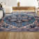 Huddleston Ornate Large Medallion Machine-Washable Blue/Beige Rug