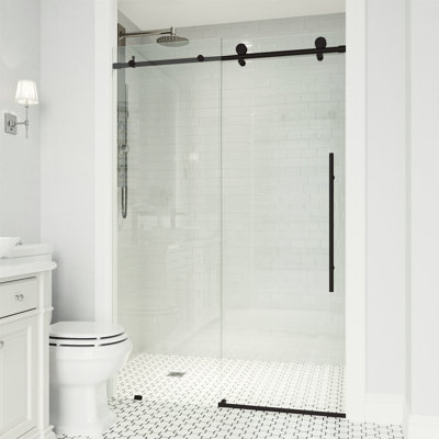 Elan E-Class 64-68" W x 76" H Sliding Frameless Shower Door with 3/8" Clear Glass