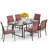 Sutiya 6 - Person Steel Patio Dining Set Umbrella Hole Included Rectangular Table