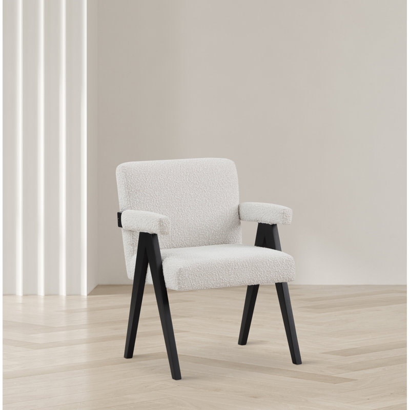 Lilabeth 24.5" W Boucle Fabric Accent Chair, Cream Boucle Fabric