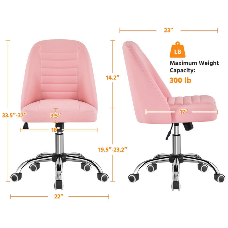 Chaise de travail Lytisha, Pink Faux Leather