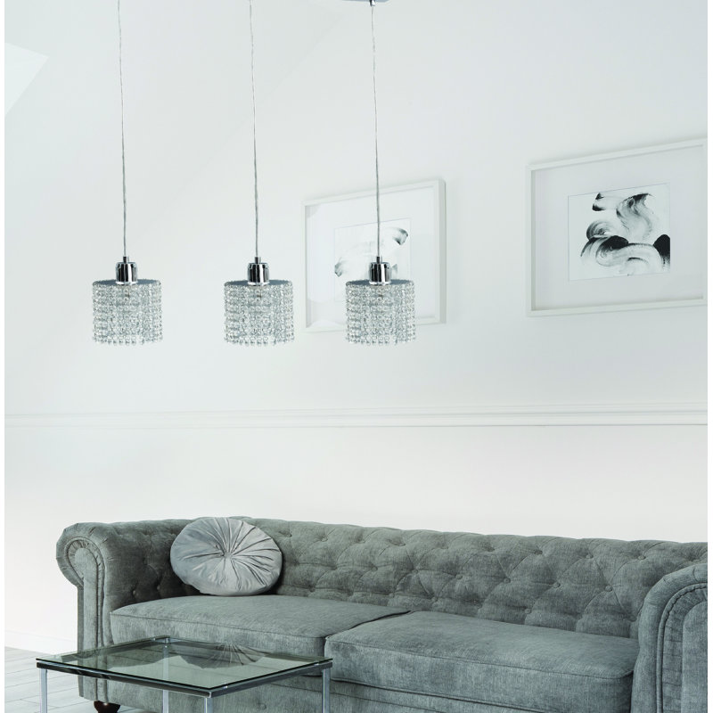 Pulliam 3 - Light Silver Cylinder Pendant