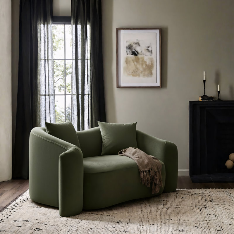 Causeuse en velours Haida, Velours vert