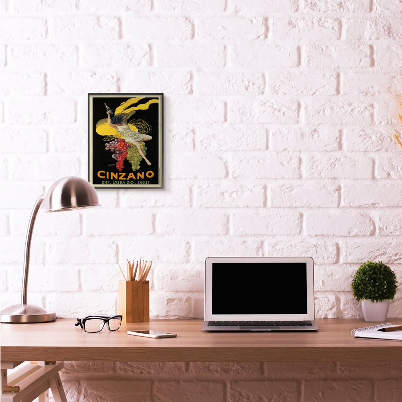 «Cinzano», affiche rétro, conception de vin, estampe numérique encadrée noire, art texturé par Marcello Dudovich, Noir