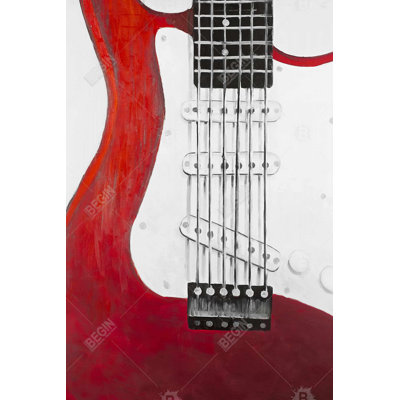Guitare électrique rouge - décor de toile caverne d'homme contemporain