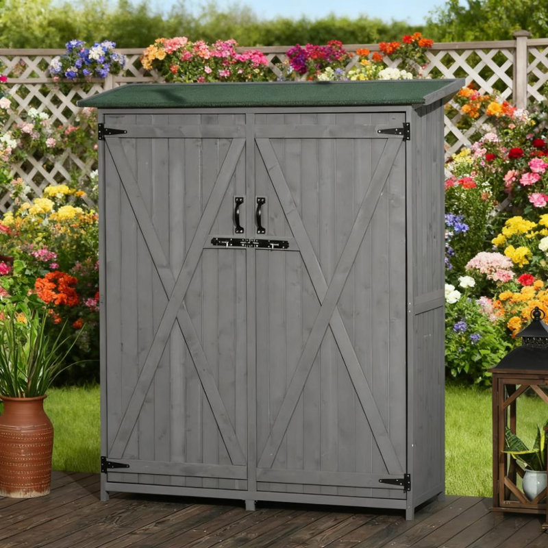 Rangement pour outils de jardin en bois avec abri imperméable