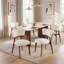 Table de salle à manger rectangulaire en bois Amiliana pour 2 à 8 personnes avec chaises de salle à manger rembourrées-298773291-298773129-298773130