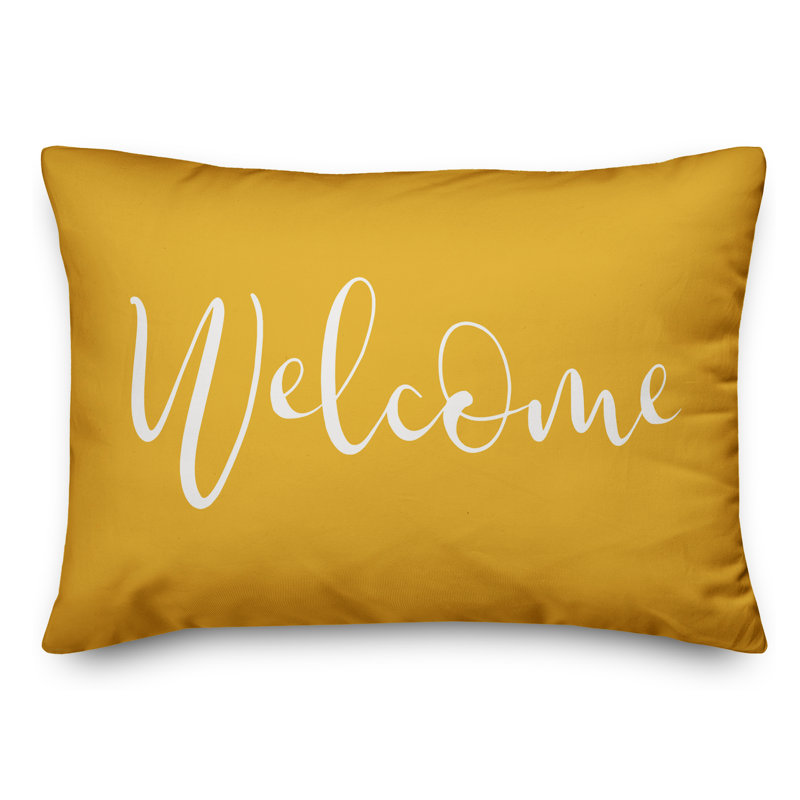  Housse et insert pour oreiller rectangulaire Welcome, Jaune