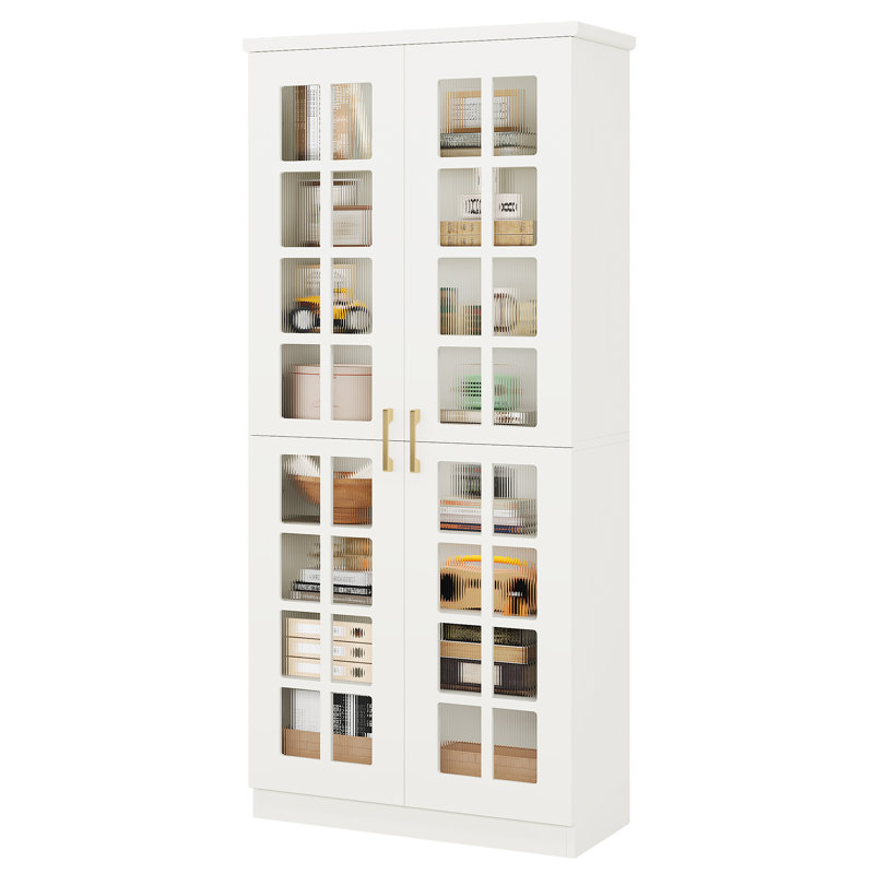 71" Storage Cabinet With Door & Adjustable Shelves, White
