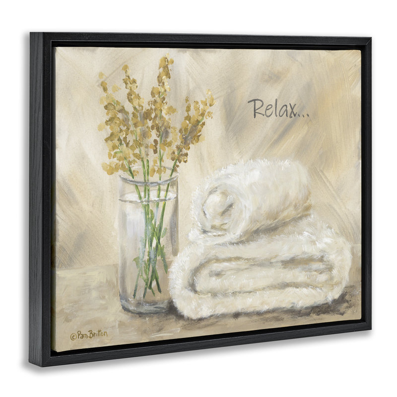 Serviette de bain Relax et cadre flottant Botanicals, design par Pam Britton, Cadre flottant noir de jais, H 17 po x l 21 po