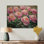 Pivoines le long des rangées de légumes - Décoration murale en bois de pivoines - sur bois de pin naturel