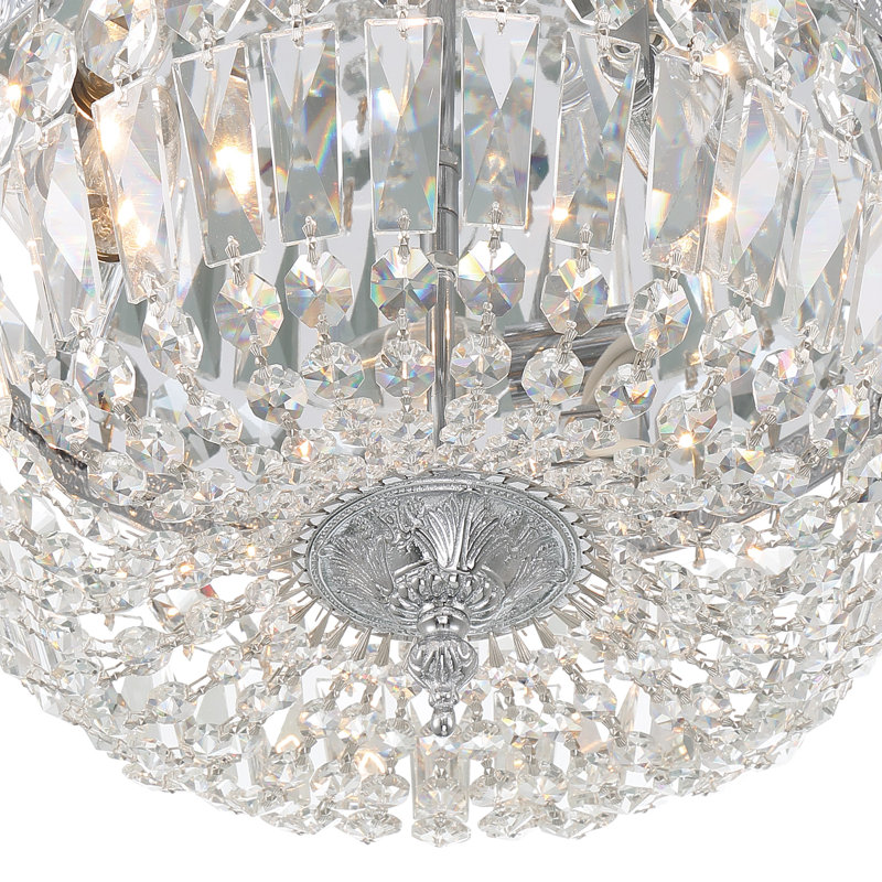 Plafonnier encastré 3 lumières 14 po Wehr, Poli au bois