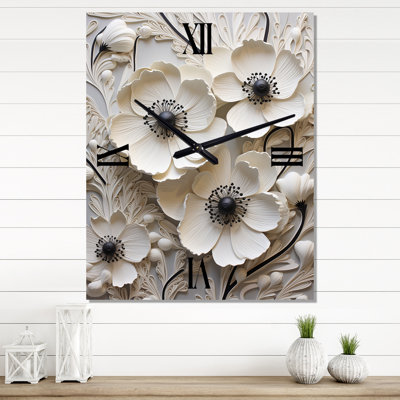 White Buttercups On Simplicity II - Buttercups Wall Clock Oversized