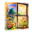 Été coucher de soleil floral fenêtre II - ferme fenêtres, art mural acrylique-1745573000