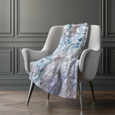 Addison Machine Washable Sherpa ASB724 Floral Throw Blanket