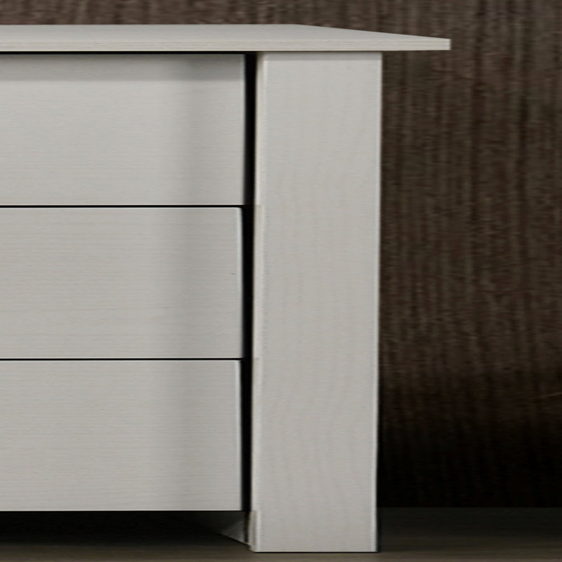 57"W White 6-Drawer Dresser With Silver Handles, White