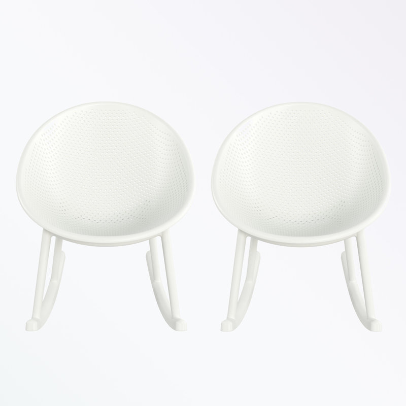 Ensemble de chaises berçantes 2 pièces avec pieds robustes, Blanc
