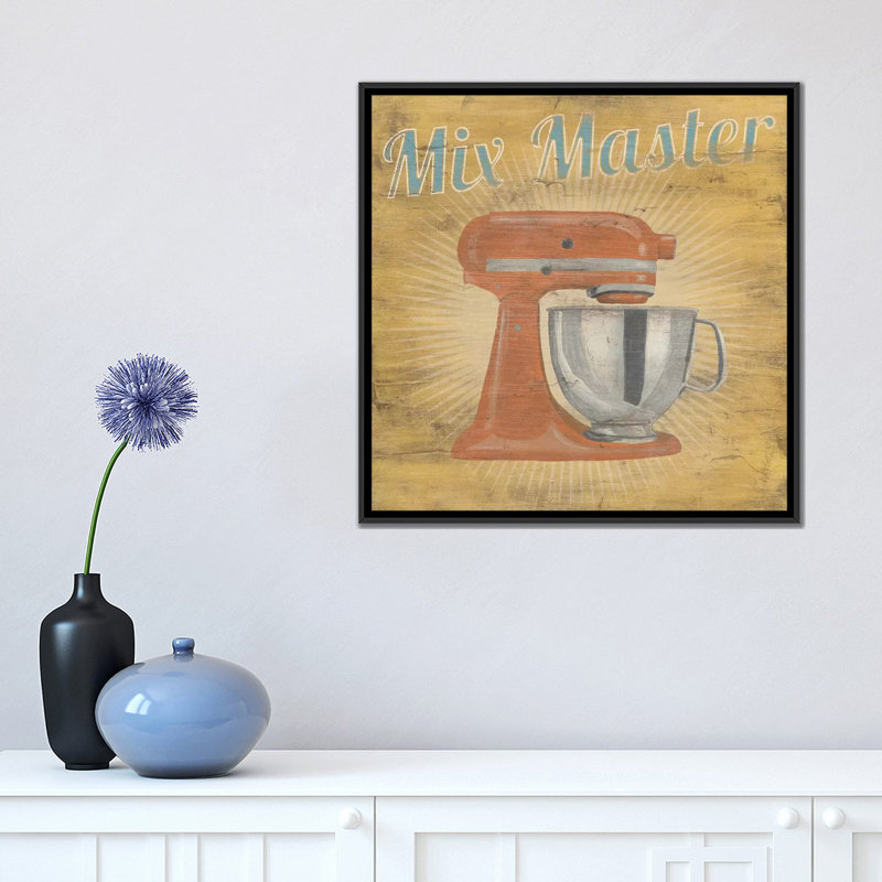 « hip cuisine iii », impression sur toile, H 18 po x l 18 po x P 1,5 po, Toile avec cadre noir, Pas de tapis