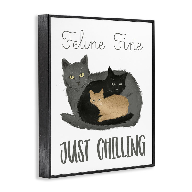 Estampe numérique «Feline Fine Just Chilling», conception par Ziwei Li, Giclée encadrée noir minuit, H 14 po x l 11 po