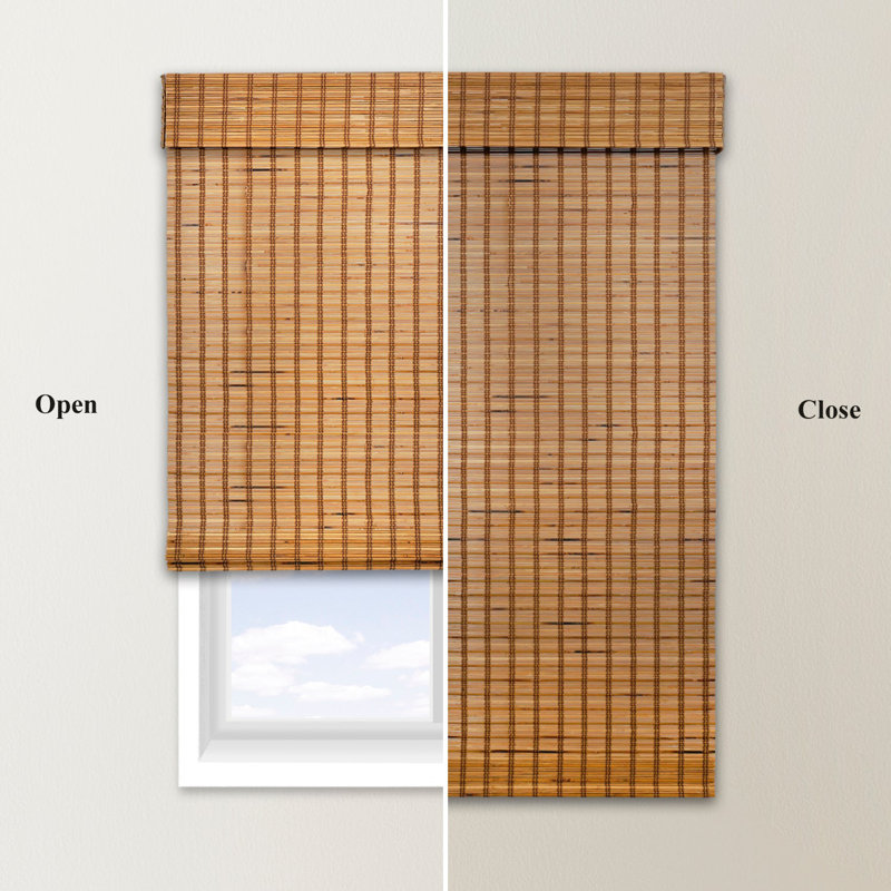 Natural Woven Light Filtering Cordless Bamboo Roman Shades, 50.5"W x 72"L