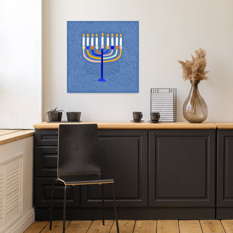 Deco Menorah Abstract Art contemporain, H 18 po x l 18 po