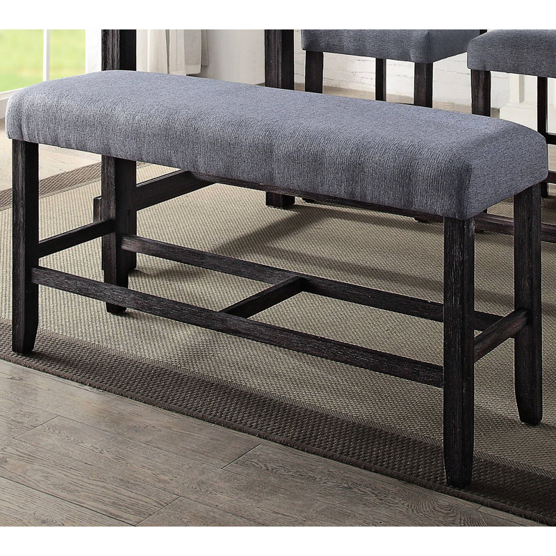 Banc de comptoir gris rembourré - Siège en mousse confortable avec structure robuste et patinée avec rembourrage en bois stable