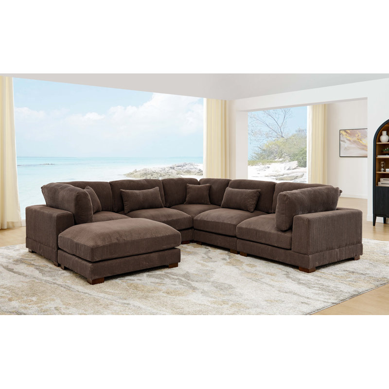 Middale Modular Sectional, Dark Brown Corduroy