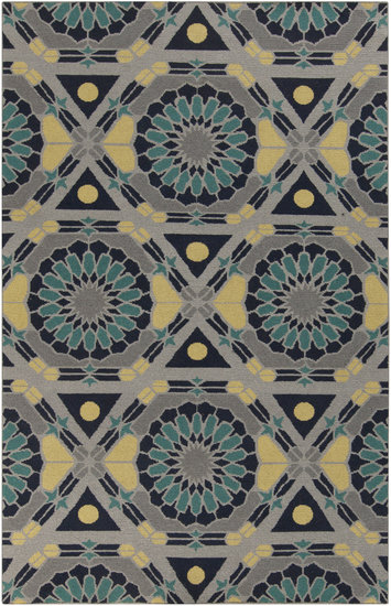 Kaleidoscope Wool Geometric Area Rug in Gray/Green/Yellow, Rectangle 5' x 8'