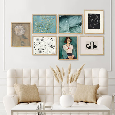 "Classic Fine Art Flower Portrait", variété géométrique abstraite encadrée sur papier, 7 pièces