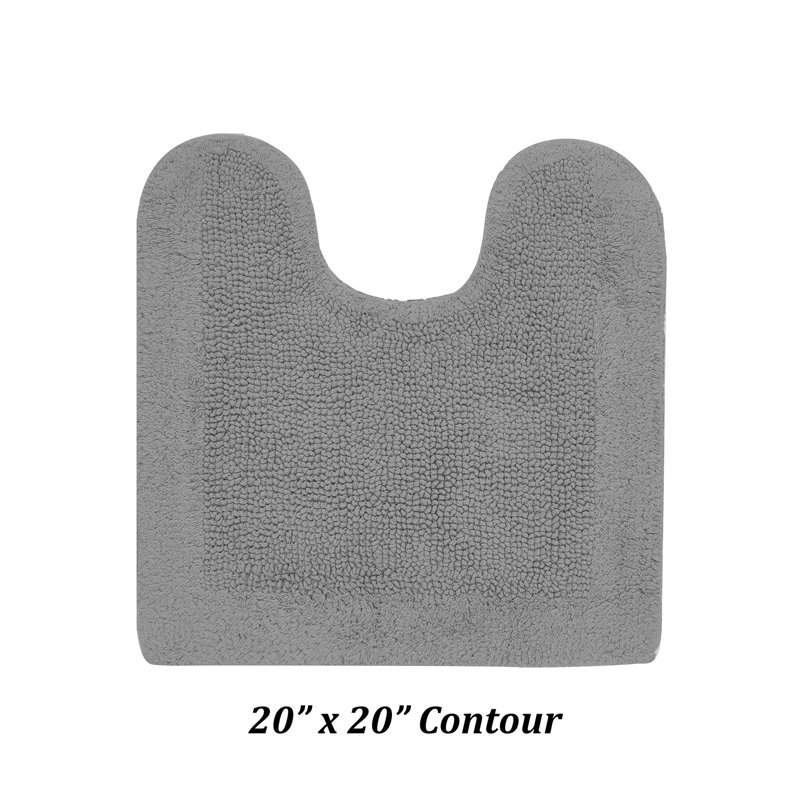 Llarely 100% Cotton Reversible Tufted U-shape Toilet Rug Ultra-Absorbent, Machine Washable 20 x 20 Contour Mat, Gray