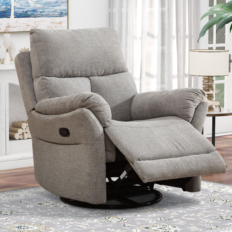 Fauteuil inclinable standard pivotant et berçant standard de 33,5 po de large Henriane (ensemble de 2), Gris clair