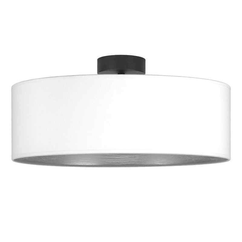 Tres Fabric Flush Mount, White/Silver, 20cm H x 45cm W x 45cm D