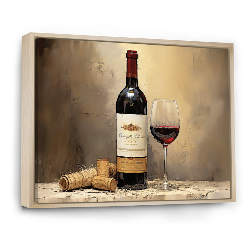 Bordeauxs Balance I - Décoration murale vin, Cadre naturel flottant, H 16 po x l 32 po x P 1 po