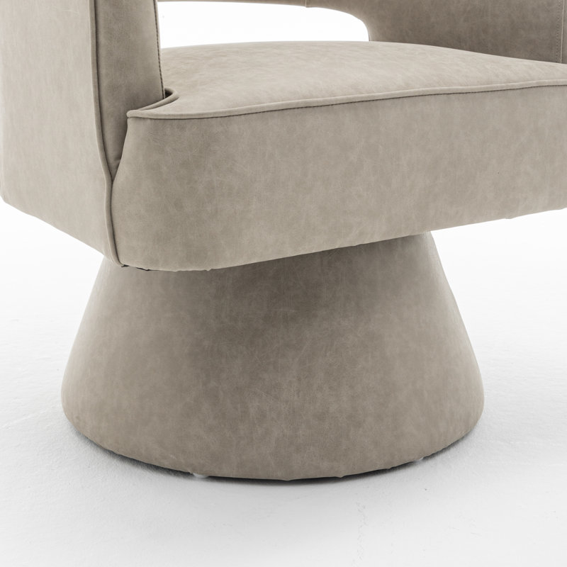 Kenzlee Upholstered Swivel Barrel Chair, Dark Apricot Polyester