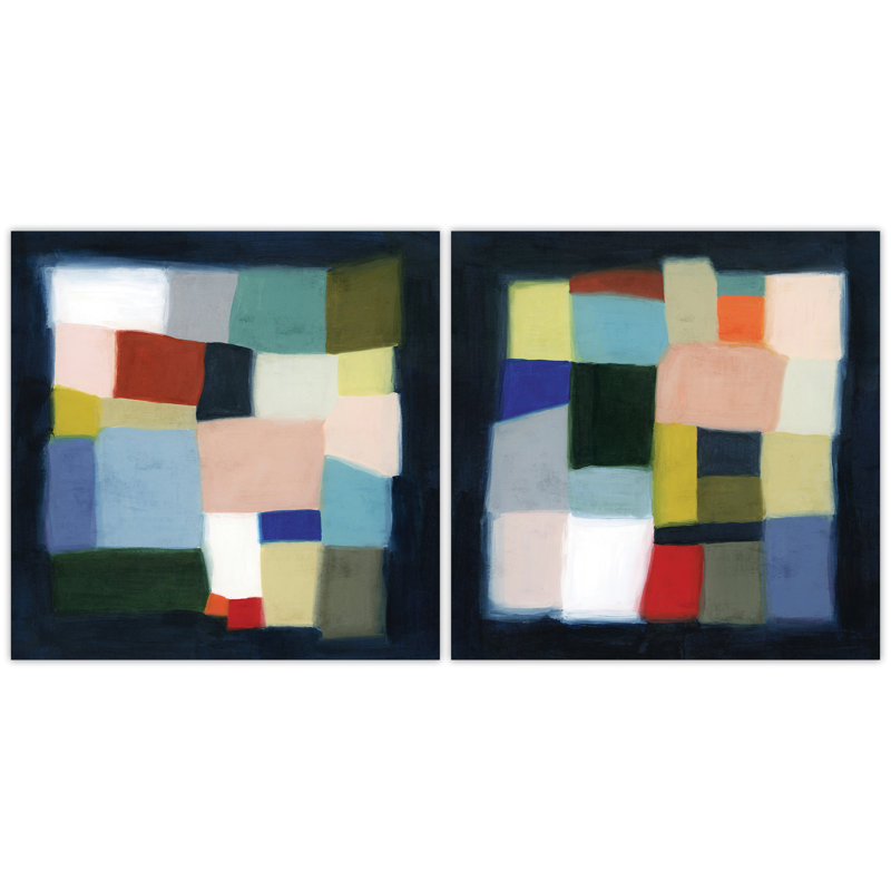 "Chromatique cube I&II", ensemble d'art mural en verre trempé flottant inversé sans cadre